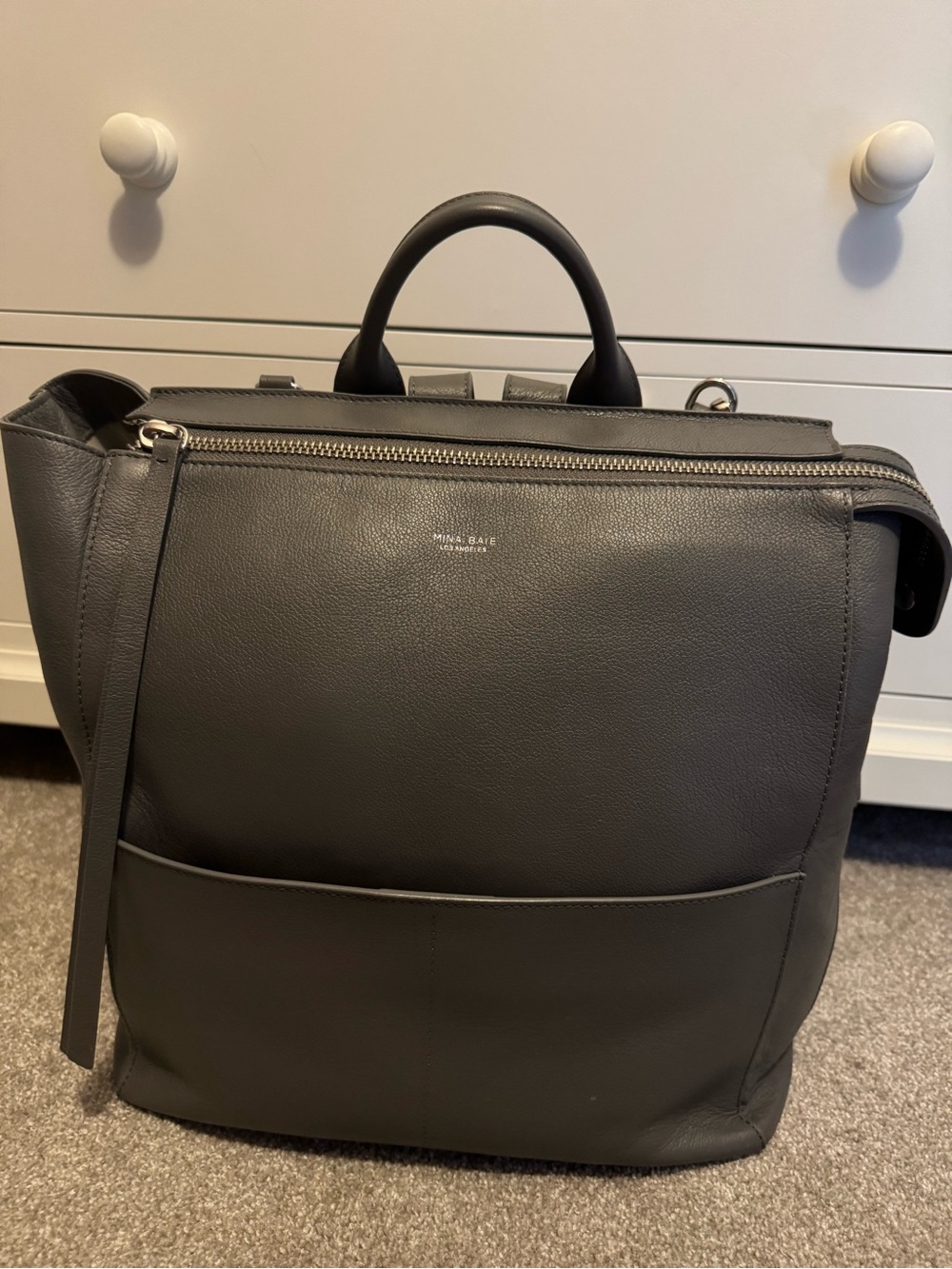 Mina Baie Harper Backpack Leather Full in Color Slate